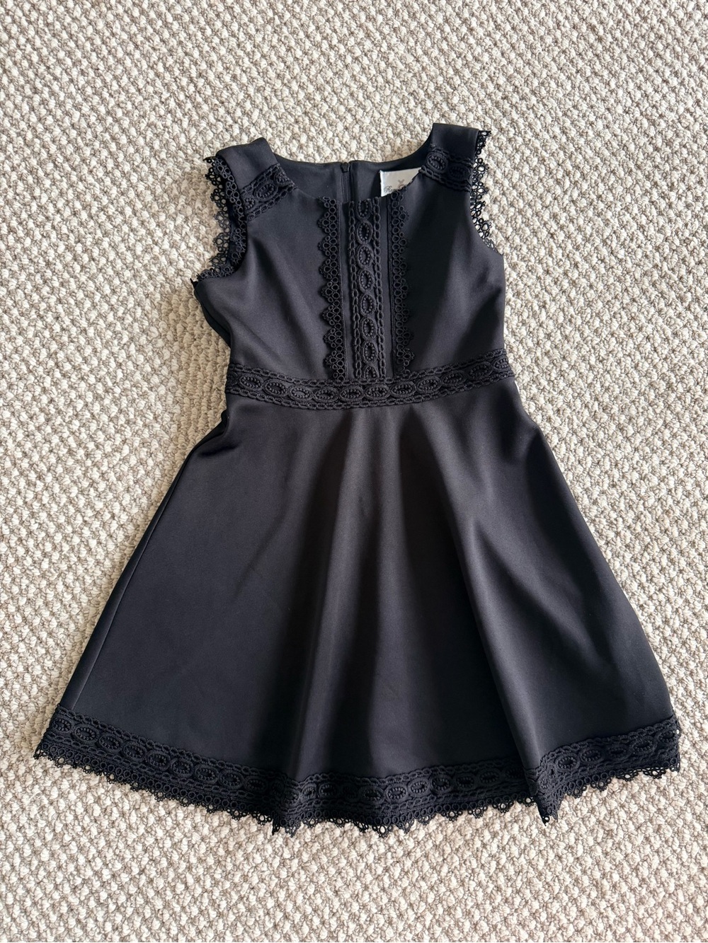 Rare Editions Black Lace Trim Fit & Flare Party Dress